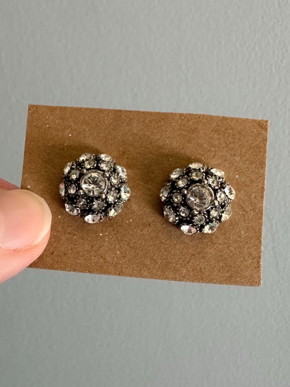Rhinestone Cluster Sparkly Stud Earrings - Vintage Style